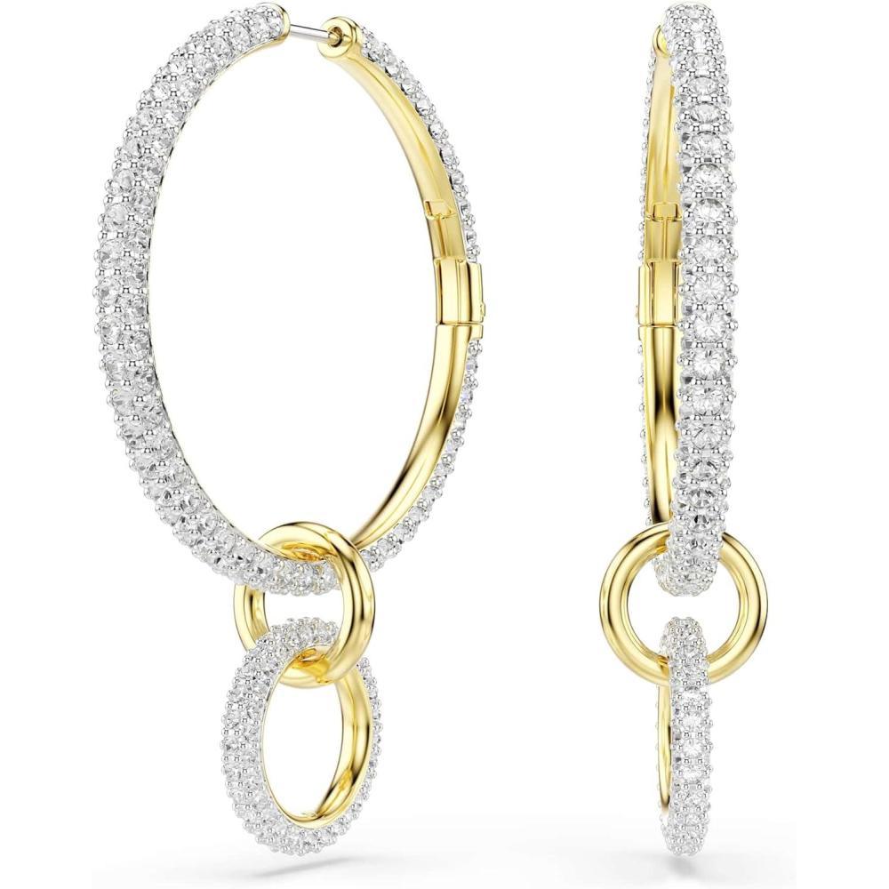 imageSwarovski Dextera hoop earrings Round cut White Goldtone plated