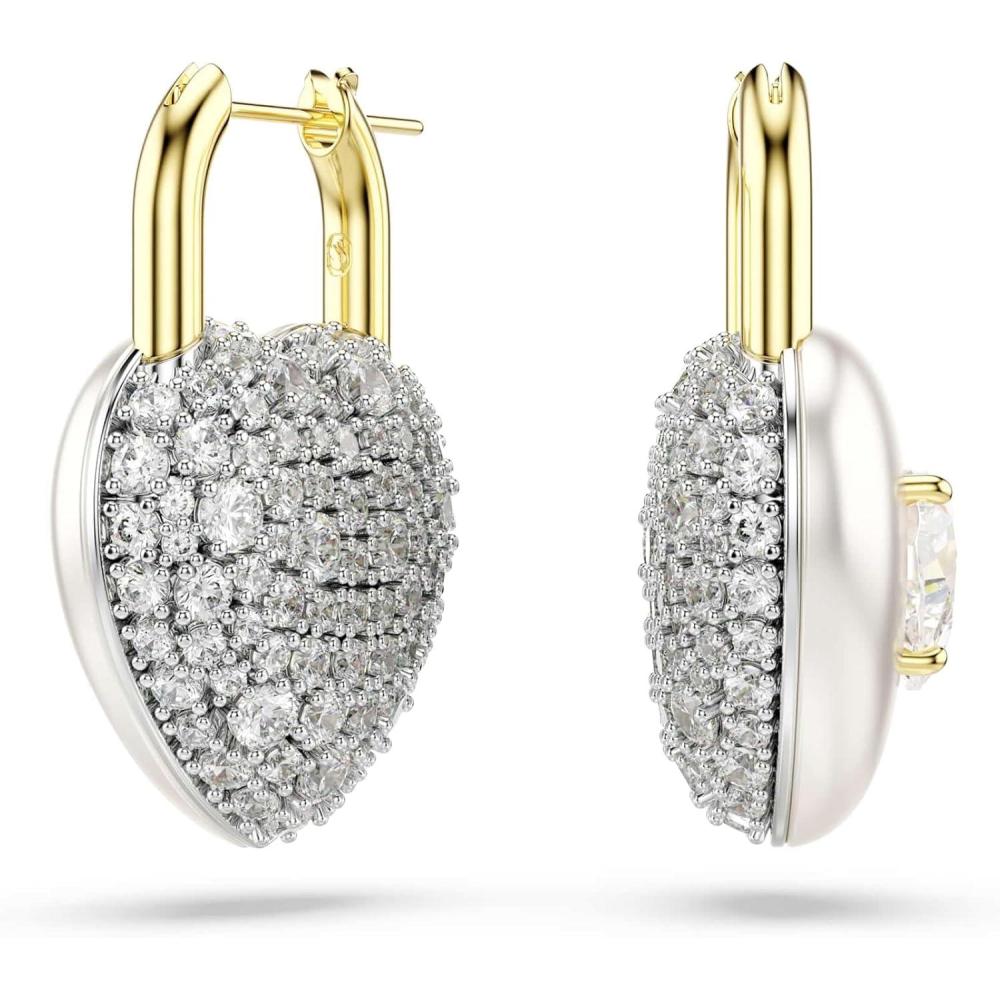 imageSwarovski Idyllia drop earrings Mixed cuts Heart White Goldtone plated