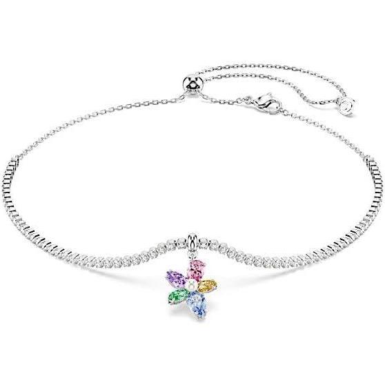 imageSwarovski x Ariana Grande Jewelry Collection Bracelet Choker Earrings Mixed Cut Multicolored Stones Rhodium FinishMulticolored Choker Necklace