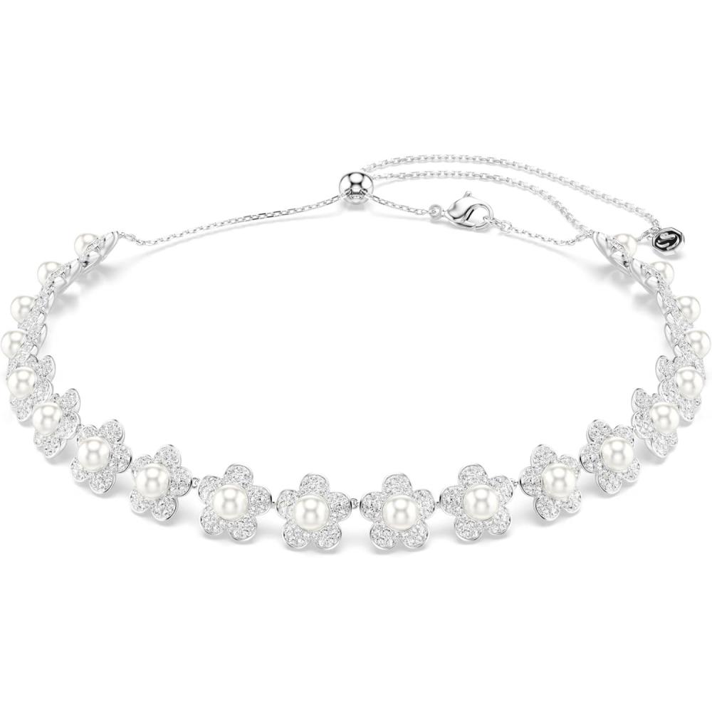 imageSwarovski x Ariana Grande Jewelry Collection Necklace Bracelet Choker Earrings Crystals Crystal Pearls Rhodium FinishClear Choker Necklace