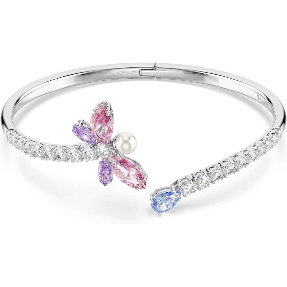 imageSwarovski x Ariana Grande Official Dragonfly Motif Bangle Bracelet Mixed cut Multicolored Crystals Rhodium Finish Part of the Ariana Dragonfly CollectionLarge