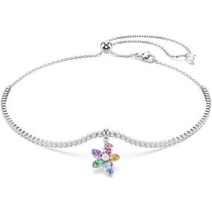 Swarovski x Ariana Grande Jewelry Collection: Bracelet, Choker, Earrings, Mixed Cut Multicolored Stones, Rhodium Finish(Multicolored Choker Necklace)