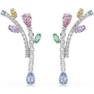 Swarovski x Ariana Grande Jewelry Collection: Necklace, Earrings, Ear Cuffs, Mixed Cut Multicolored Stones, Rhodium Finish(Multicolored Drop Earrings)