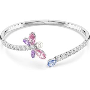 Swarovski x Ariana Grande Official Dragonfly Motif Bangle Bracelet, Mixed cut Multicolored Crystals, Rhodium Finish, Part of the Ariana Dragonfly Collection(Large)