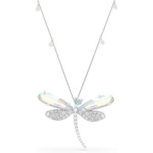 Swarovski x Ariana Grande Official Dragonfly Motif Jewelry Collection, Brooch, Pendant Necklace, Earrings, Mixed Cut Multicolored Stones, Rhodium Finish(Multicolored Pendant/Brooch)
