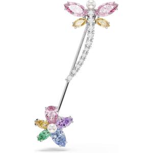 Swarovski x Ariana Grande Official Dragonfly Motif Jewelry Collection, Brooch, Pendant Necklace, Earrings, Mixed Cut Multicolored Stones, Rhodium Finish(Multicolored Brooch)