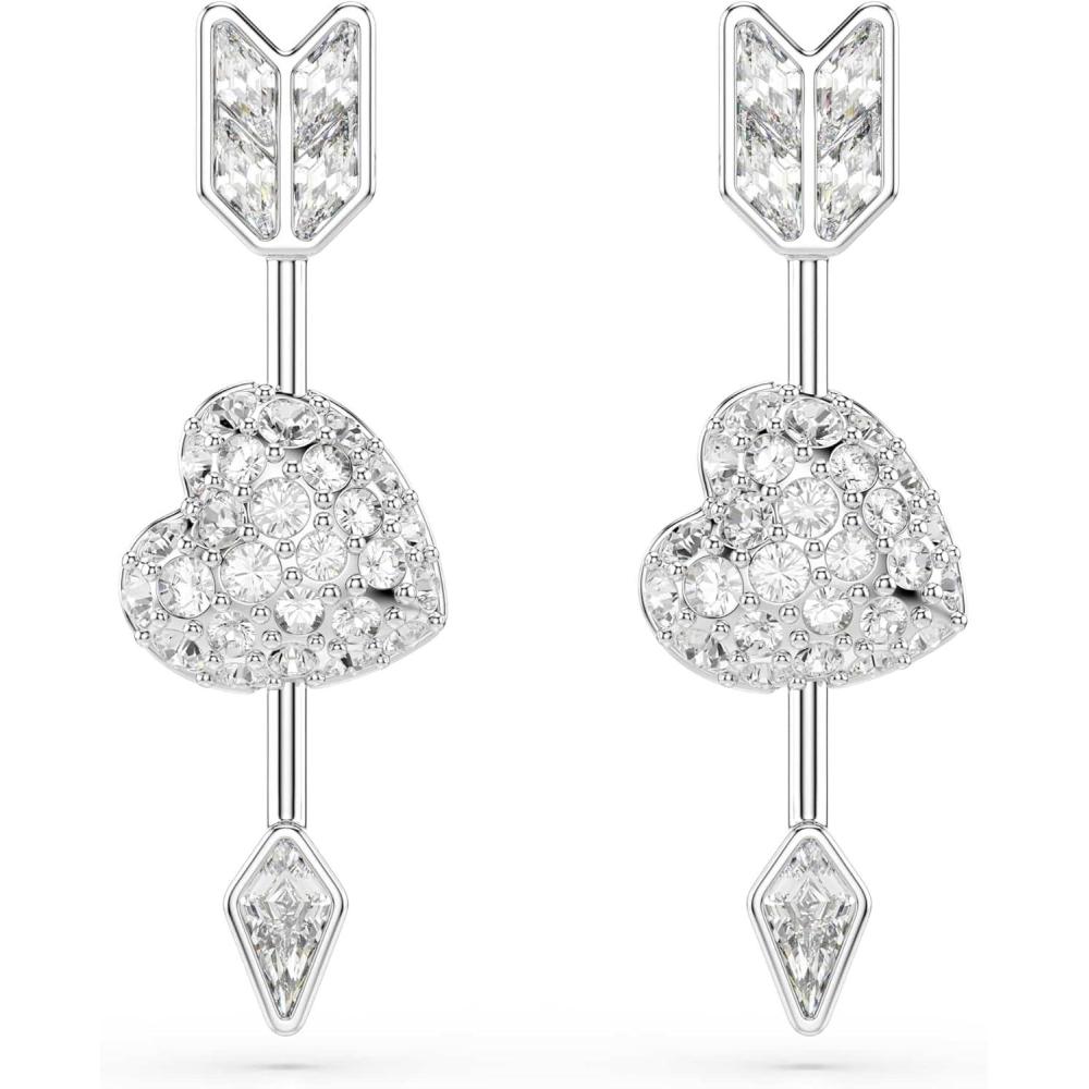 imageSwarovski Idyllia drop earrings Mixed cuts Heart with arrow White Rhodium plated