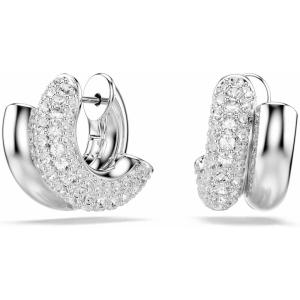 Swarovski Dextera hoop earrings, Round cut, Mini, White, Rhodium plated