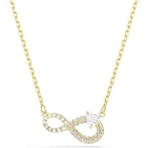 Swarovski Hyperbola necklace, Heart cut, Pavé, Infinity, White, Gold-tone plated