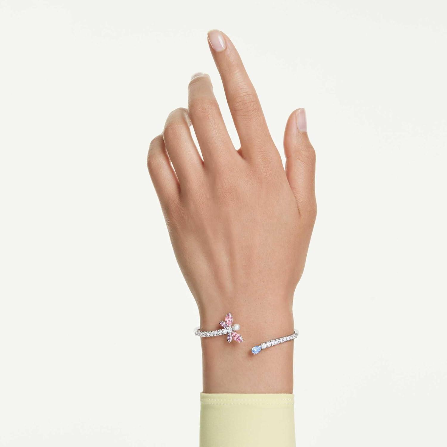 imageSwarovski x Ariana Grande Official Dragonfly Motif Bangle Bracelet Mixed cut Multicolored Crystals Rhodium Finish Part of the Ariana Dragonfly CollectionSmall