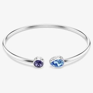 Swarovski Chroma bangle, Mixed cuts, Multicolored, Rhodium plated