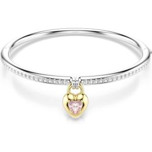 Swarovski Idyllia bangle, Mixed cuts, Heart, Pink, Mixed metal finish