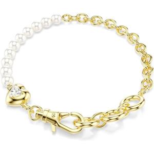 Swarovski Idyllia bracelet, Crystal pearl, White, Gold-tSwarovski One plated