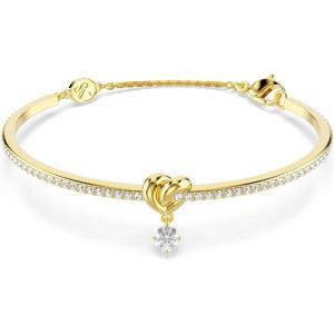 Swarovski Lifelong bangle, Round cut, Heart, White, Gold-tSwarovski One plated