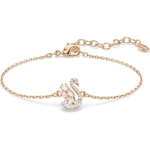 Swarovski Swan bracelet, Mixed cuts, Swan, White, Rose gold-tSwarovski One plated