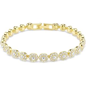 Una Angelic bracelet, Round cut, White, Gold-tSwarovski One plated