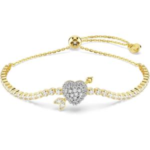 Swarovski Idyllia bracelet, Mixed cuts, Heart with arrow, White, Gold-tSwarovski One plated