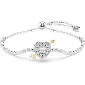 Swarovski Idyllia bracelet, Mixed cuts, Heart with arrow, White, Rhodium plated