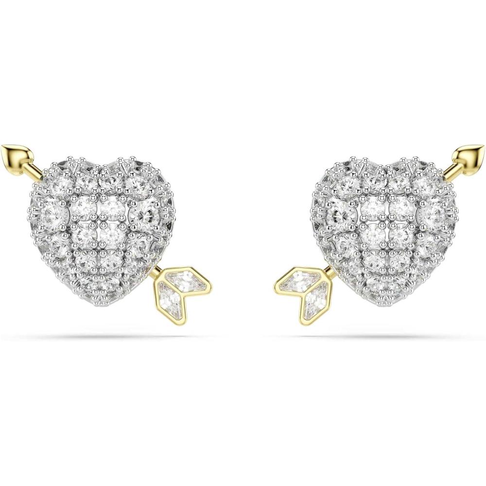 imageSwarovski Idyllia stud earrings Mixed cuts Heart with arrow White Mixed metal finish