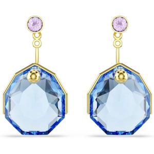 Swarovski Gema earring jackets, Blue, Gold-tone plated