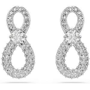 Swarovski Hyperbola stud earrings, Round cut, Pavé, Infinity, White, Rhodium plated