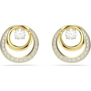 Swarovski Hyperbola stud earrings, Round cut, White, Gold-tone plated