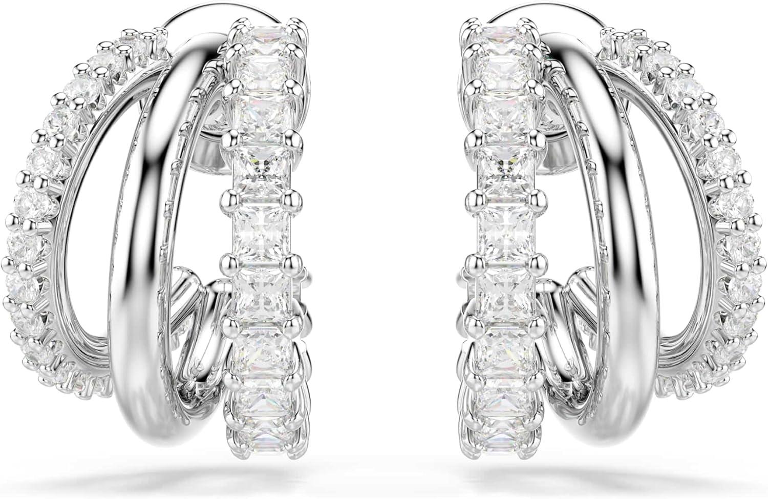 imageSwarovski Hyperbola hoop earrings Round cut Mini White Rhodium plated