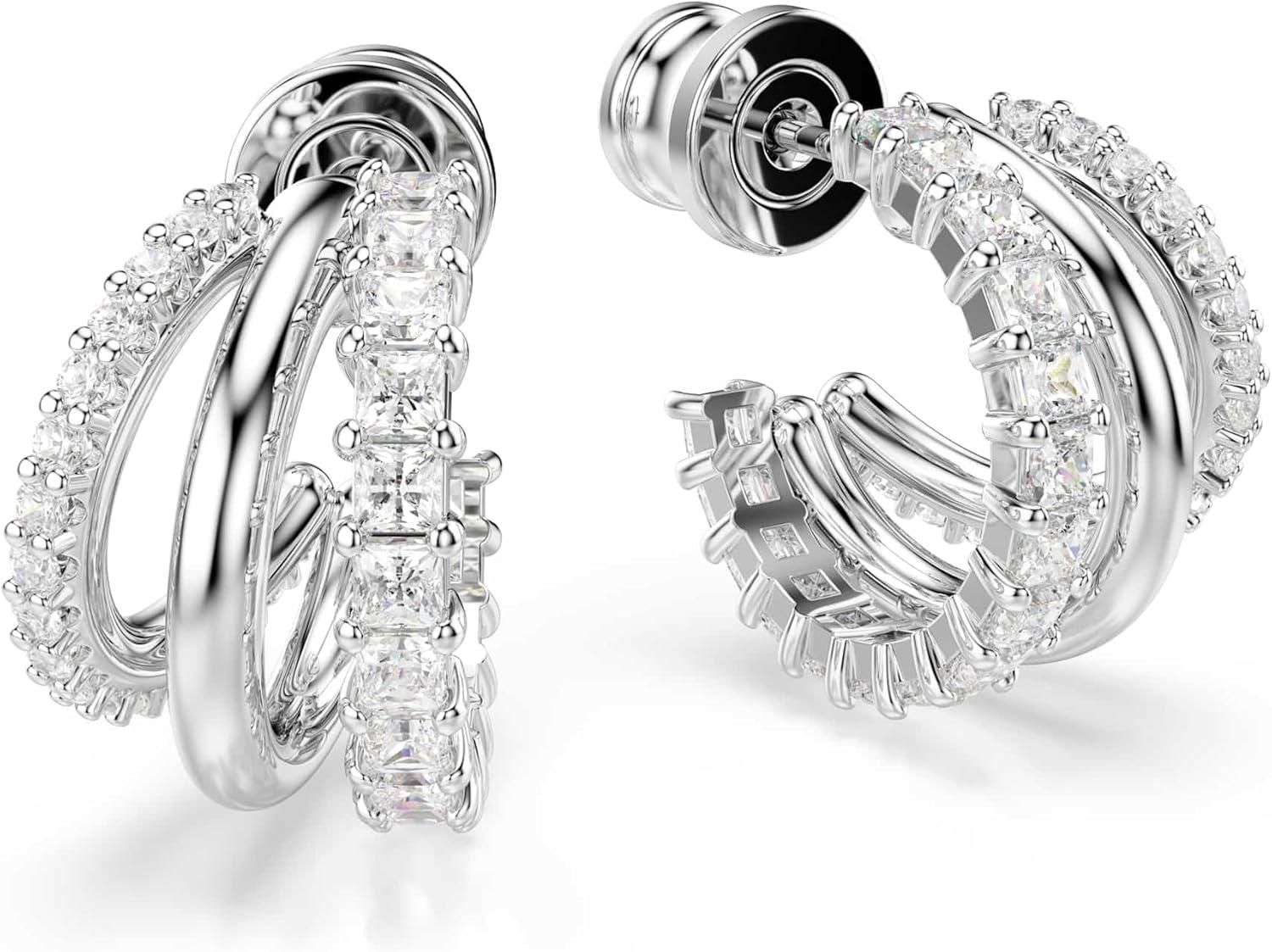 imageSwarovski Hyperbola hoop earrings Round cut Mini White Rhodium plated