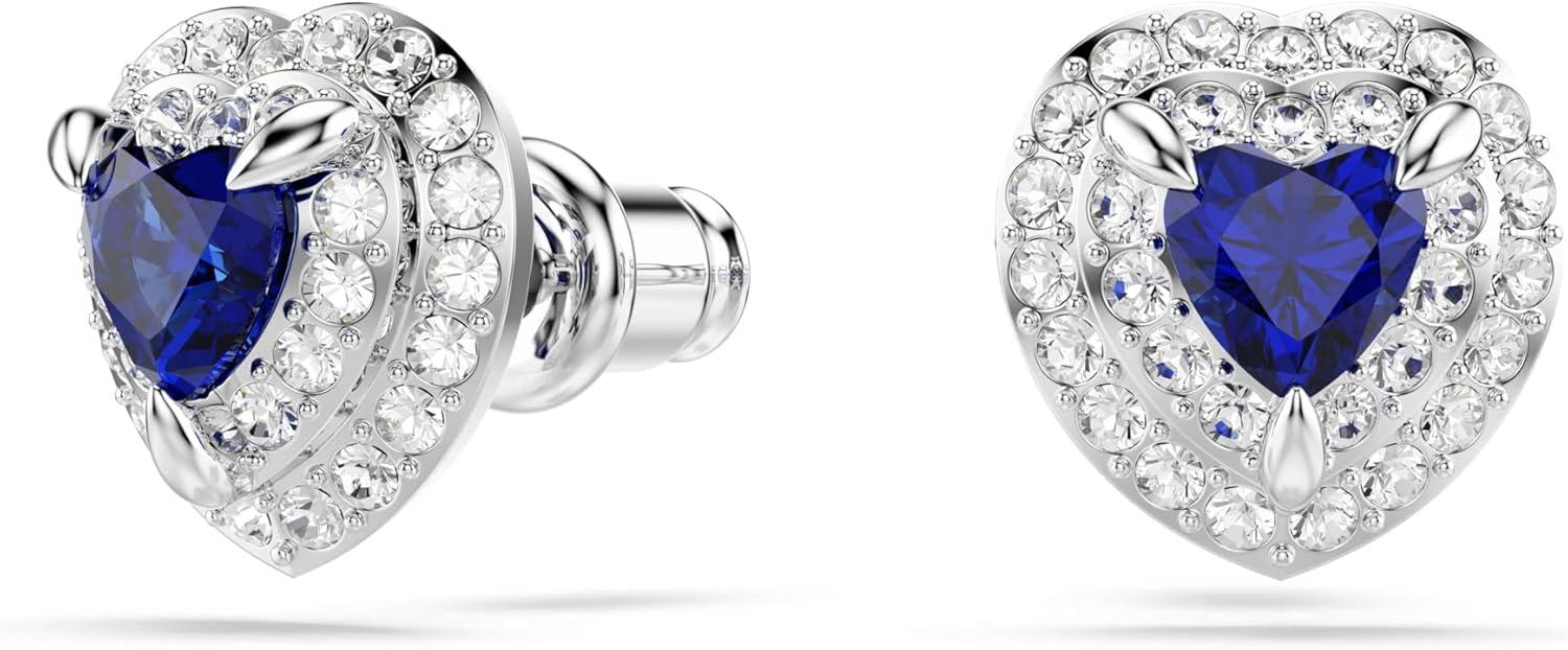 imageSwarovski One Stud earrings Heart cut Pav Heart Blue Rhodium plated