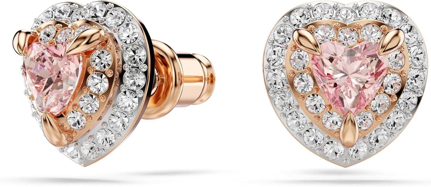 imageSwarovski One Stud earrings Heart cut Pav Heart Pink Mixed metal finish