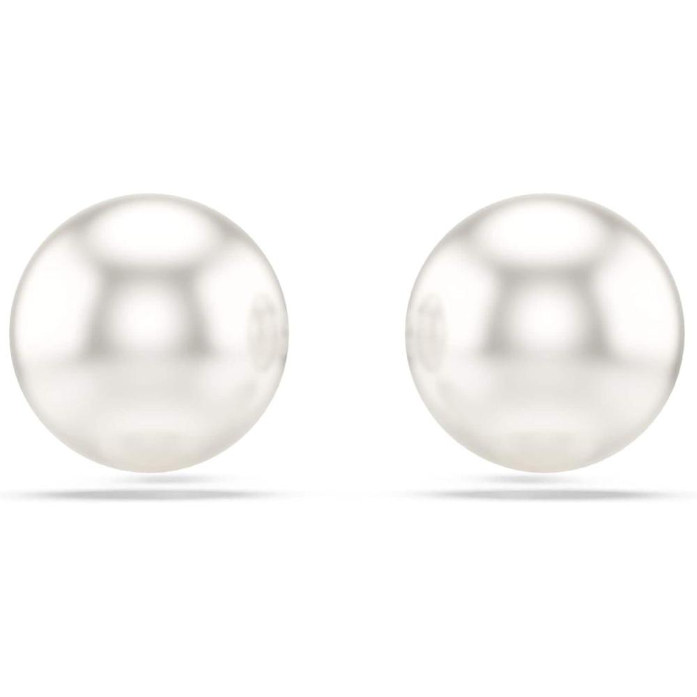 imageSwarovski Matrix stud earrings Crystal pearl White Rhodium plated