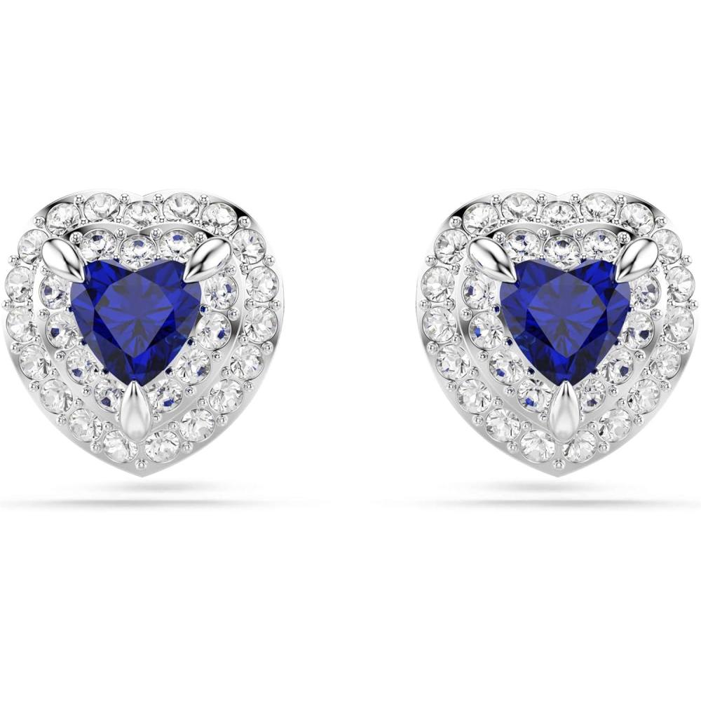 imageSwarovski One Stud earrings Heart cut Pav Heart Blue Rhodium plated