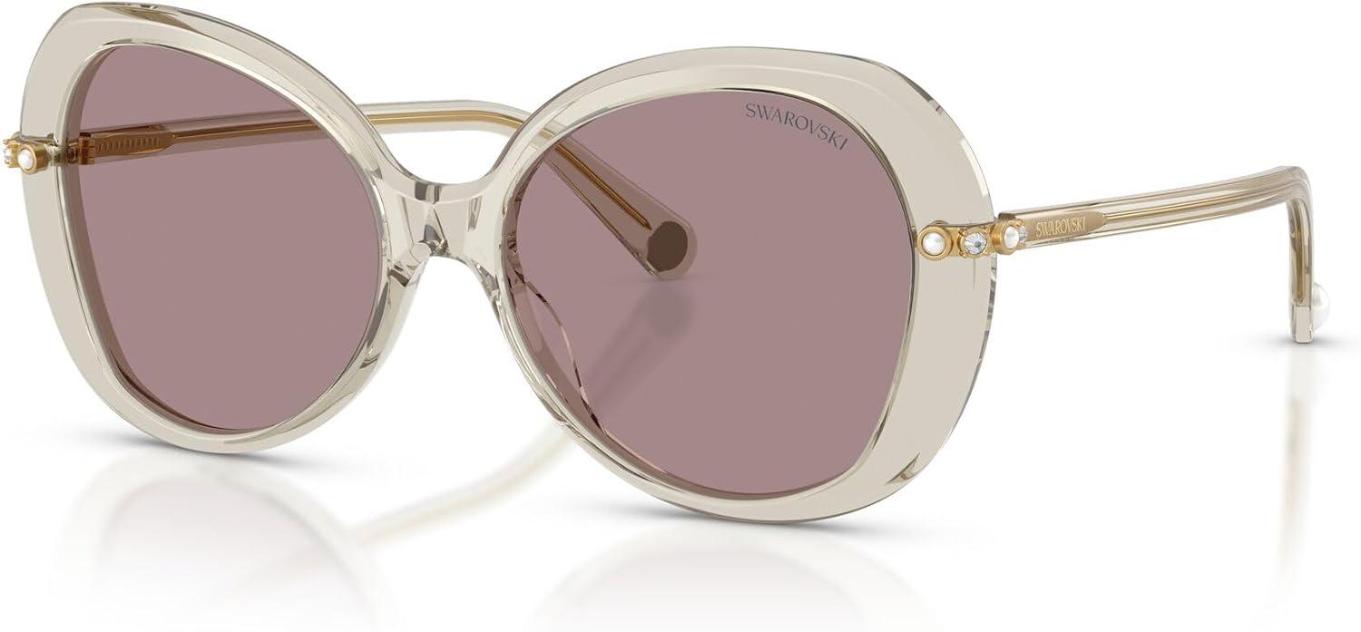 imageSwarovski Womens SK6059 Butterfly Sunglasses Transparent BeigeViolet 55 mm