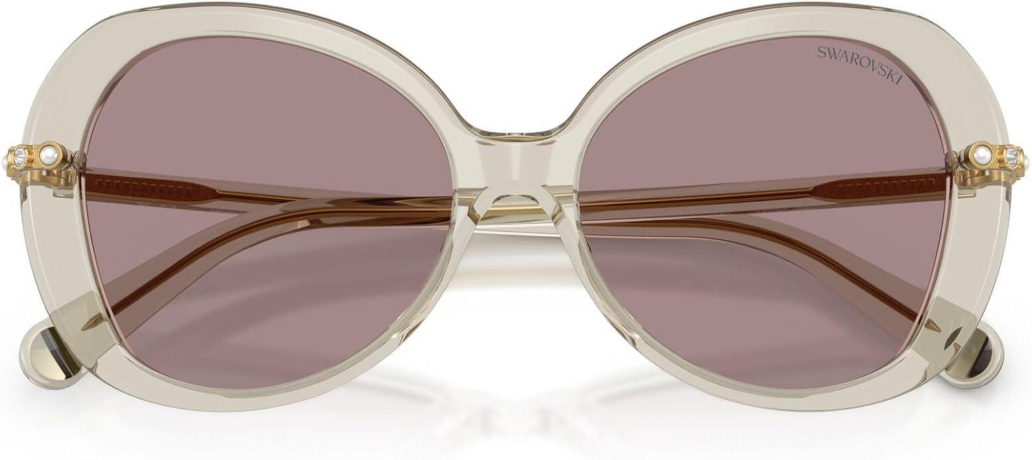 imageSwarovski Womens SK6059 Butterfly Sunglasses Transparent BeigeViolet 55 mm