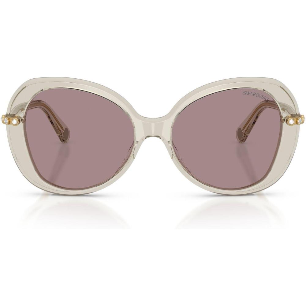 imageSwarovski Womens SK6059 Butterfly Sunglasses Transparent BeigeViolet 55 mm