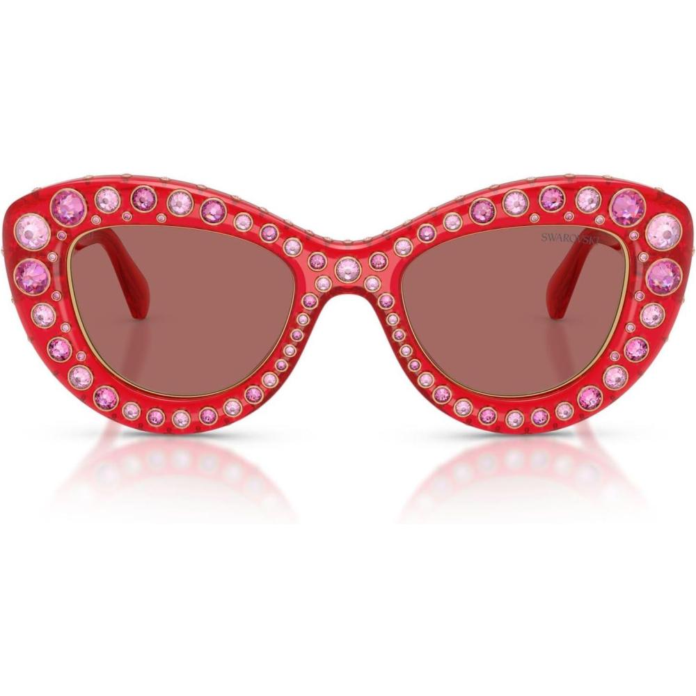 imageSwarovski womens Sk6060 Cat Eye SunglassesTransparent RedDark Violet