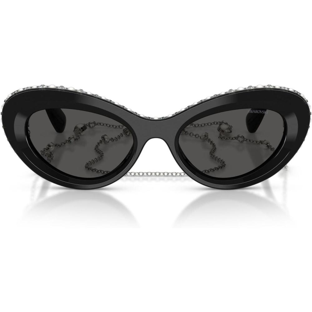 imageSwarovski womens Sk6061u Universal Fit Cat Eye SunglassesBlackPearlDark Grey
