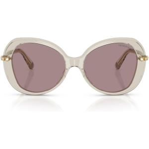 Swarovski Women’s SK6059 Butterfly Sunglasses, Transparent Beige/Violet, 55 mm