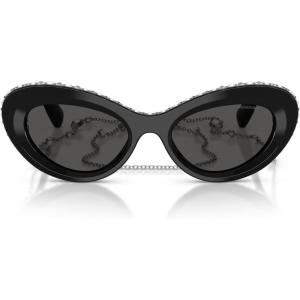 Swarovski womens Sk6061u Universal Fit Cat Eye Sunglasses(Black/Pearl/Dark Grey)