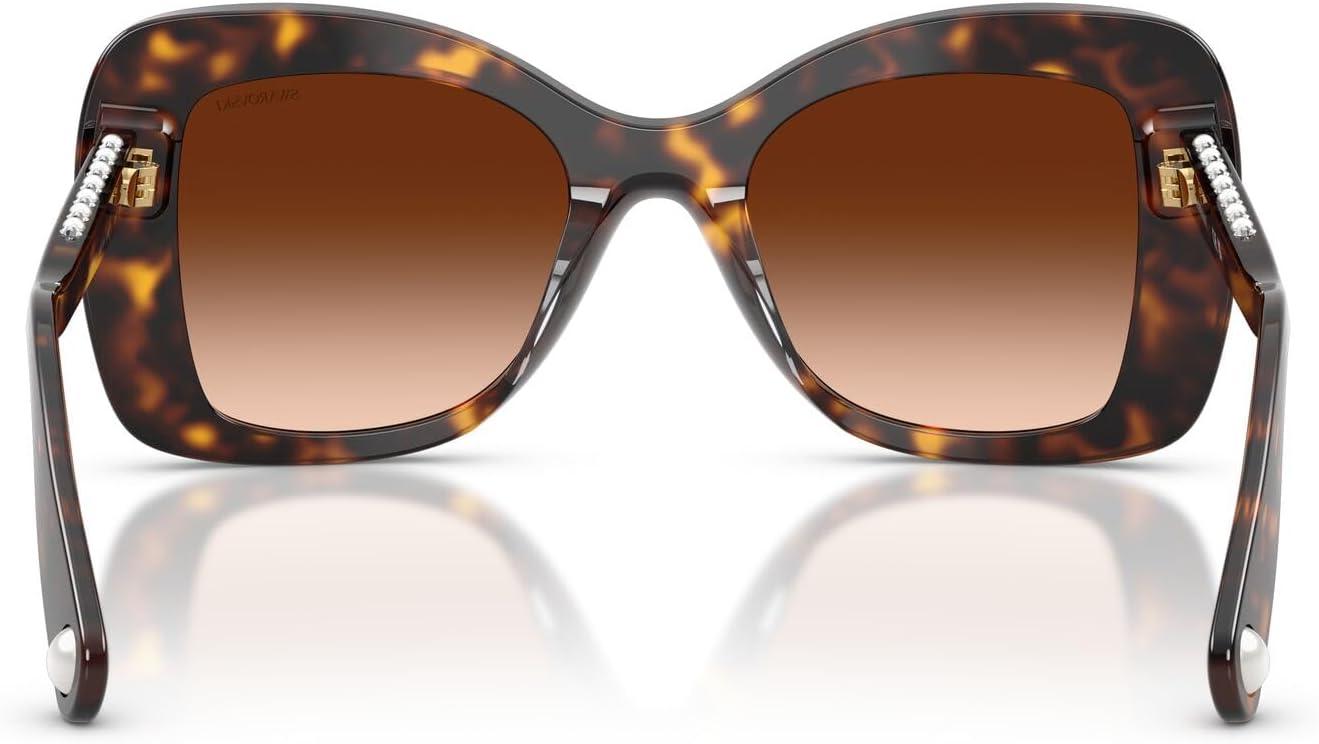 imageSwarovski Womens SK6062U Universal Fit Butterfly Sunglasses HavanaCrystalGradient Brown 51 mm