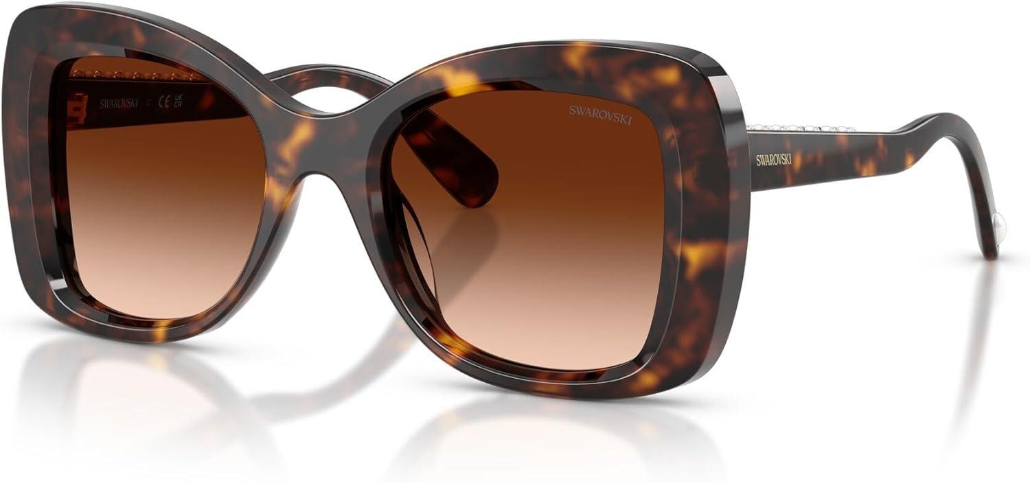 imageSwarovski Womens SK6062U Universal Fit Butterfly Sunglasses HavanaCrystalGradient Brown 51 mm