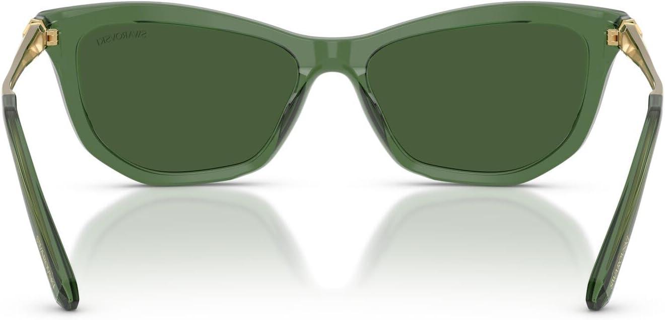 imageSwarovski womens Sk6057 Cat Eye SunglassesTransparent GreenDark Green