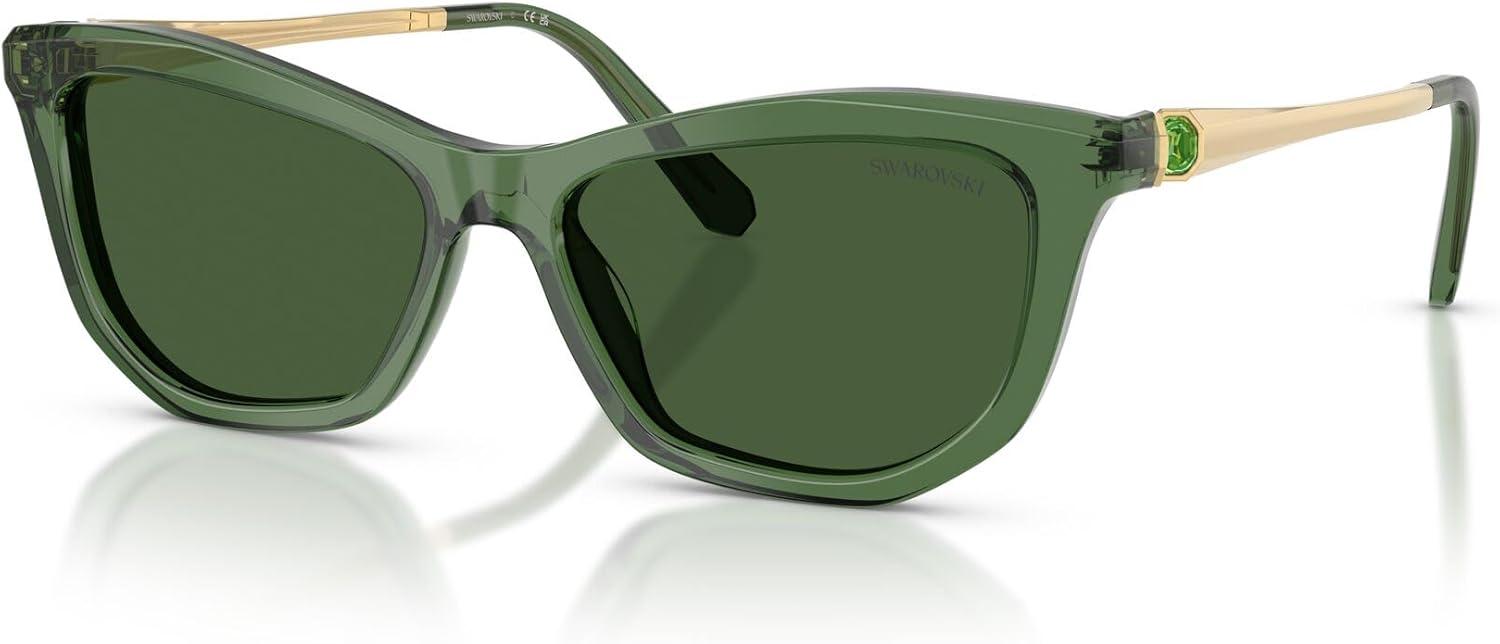 imageSwarovski womens Sk6057 Cat Eye SunglassesTransparent GreenDark Green