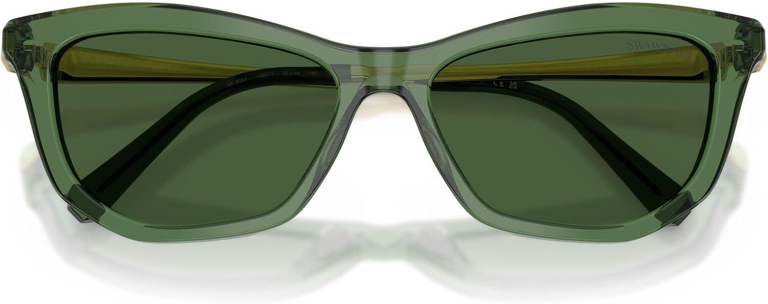 imageSwarovski womens Sk6057 Cat Eye SunglassesTransparent GreenDark Green