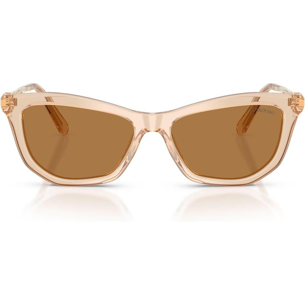 imageSwarovski Womens SK6057F Low Bridge Fit Cat Eye Sunglasses Transparent BeigeBronze 56 mm