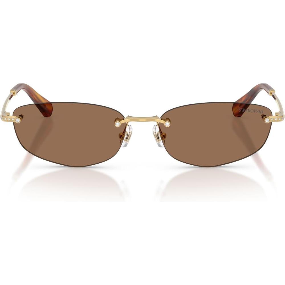 imageSwarovski Womens SK7045D Low Bridge Fit Oval Sunglasses GoldDark Brown 57 mm