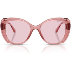 Swarovski Women’s SK6051U Universal Fit Transitions Butterfly Sunglasses, Transparent Pink/Transition Pink To Purple Polarized, 53 mm