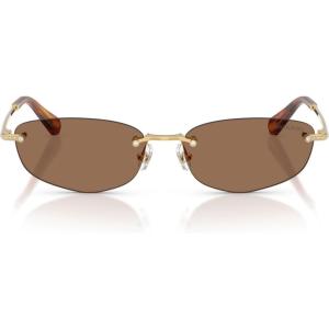 Swarovski Women’s SK7045D Low Bridge Fit Oval Sunglasses, Gold/Dark Brown, 57 mm