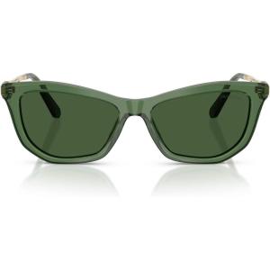 Swarovski womens Sk6057 Cat Eye Sunglasses(Transparent Green/Dark Green)