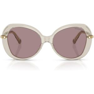 Swarovski womens Sk6059f Low Bridge Fit Butterfly Sunglasses(Transparent Beige/Violet)